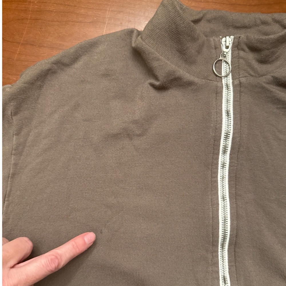 Monrow dress XL half zip sweatshirt green olive army cotton blend long‎ sleeve - Picture 7 of 9